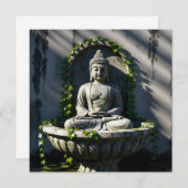 Carte Serene Tranquille Fontaine Bouddha (Devant / Derrière)