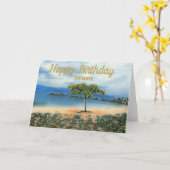 CARTE SERENE TROPICAL BEACH PERSONNALISÉ ANNIVERSAIRE (Fleur jaune)
