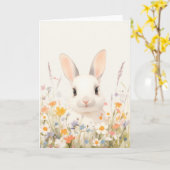 Carte Serenité de Lapin enneigé (Fleur jaune)