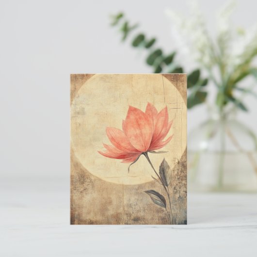 Carte Sérénité rose Fleur et Lune (Debout devant)