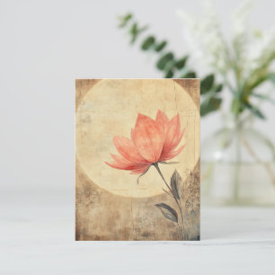 Carte Sérénité rose Fleur et Lune