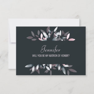 Carte Serez-vous ma dame d'honneur Rose Navy Floral