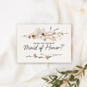Carte Serez-vous ma Demoiselle d'Honneur Floral Vintage