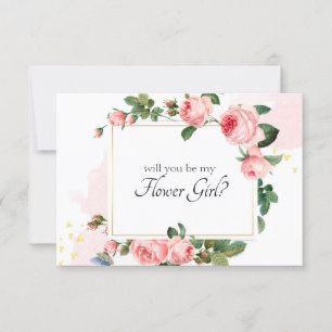 Carte Serez-vous ma demoiselle d'honneur Rose rose blush