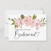 Carte Serez-Vous Ma Femme D'Accueil Blush Rose Roses Flo (Devant)