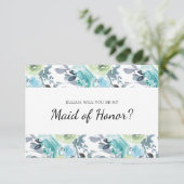 Carte Serez-vous ma femme d'honneur bleu clair jaune (Debout devant)