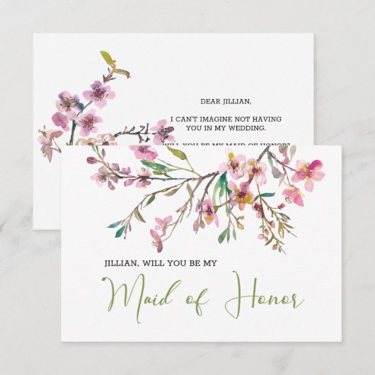 Carte Serez-vous ma femme d'honneur Cherry Blossom (Devant / Derrière)