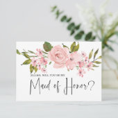 Carte Serez-vous ma femme d'honneur des roses roses blan (Debout devant)