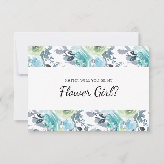 Carte Serez-Vous Ma Fille Fleur Bleu Bleu Jaune Vert (Devant)