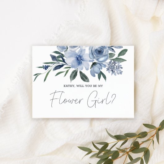 Carte Serez-Vous Ma Fille Fleur Dusty Blue Flowers