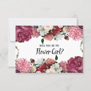 Carte Serez-Vous Ma Fille Fleur Élégante Fleur Bourgogne
