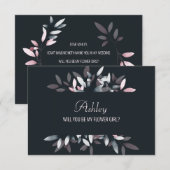 Carte Serez-Vous Ma Fille Fleur Rose Marine Floral (Devant / Derrière)