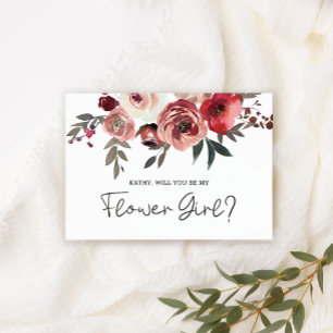 Carte Serez-Vous Ma Fille Fleur Rose Rouge Blush