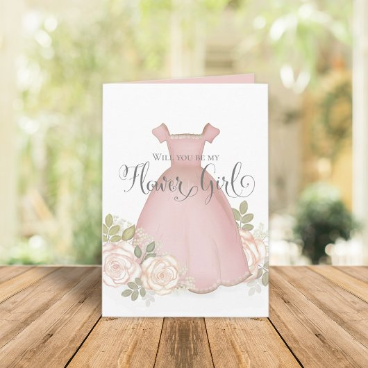 Carte Serez-vous ma Flower Girl Aquarelle Blush