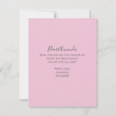 Carte Serez-vous ma Mariage de chambre rose (Dos)