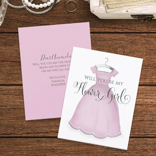 Carte Serez-vous ma Mariage fille Fleur Robe Rose mignon