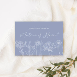 Carte Serez-vous ma Matrone d'Honneur Fleurs de pervench