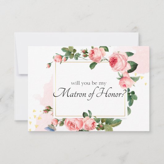 Carte Serez-vous ma mère d'honneur de rose rose rougissa (Devant)
