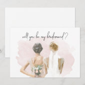 Carte Serez-Vous Ma Proposition D'Époux Rose Aquarelle (Devant / Derrière)