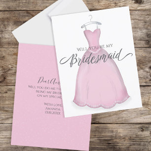 Carte Serez-vous ma robe rose de fête de la mariée de bo