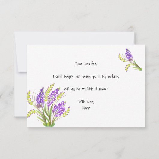 Carte Serez-vous ma servante de l'Aquarelle d'honneur La (Dos)