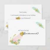 Carte Serez-vous ma servante d'épouse Boho Rose et Gold  (Devant / Derrière)