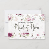 Carte Serez-vous ma servante des pivoines d'honneur rose (Devant)