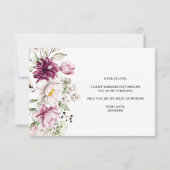 Carte Serez-vous ma servante des pivoines d'honneur rose (Dos)