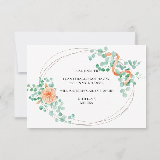 Carte Serez-vous ma servante d'honneur Eucalyptus Peach (Dos)