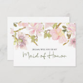 Carte Serez-vous ma servante d'honneur rose Magnolia (Devant / Derrière)