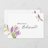 Carte Serez-Vous Ma Serveuse D'Aquarelle Lavande (Devant / Derrière)