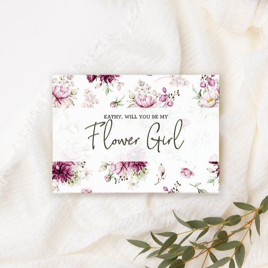 Carte Serez-Vous Mes Filles Fleurs Peonies Rose Floral