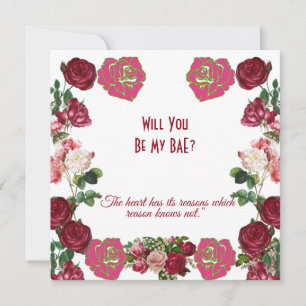 Carte Serez-Vous Mon BAE Russe Rose Vintage Valentine