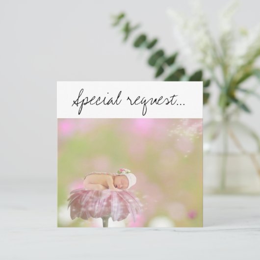 Carte Serez-vous mon bébé parent dormant sur une fleur (Debout devant)