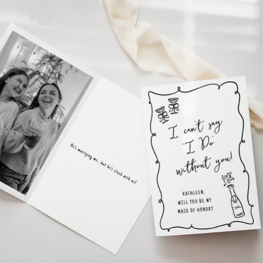 Carte Serez-vous mon...Champagne Doodle Bridal Propositi