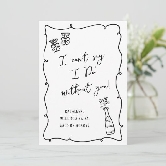 Carte Serez-vous mon...Champagne Doodle Bridal Propositi (Debout devant)