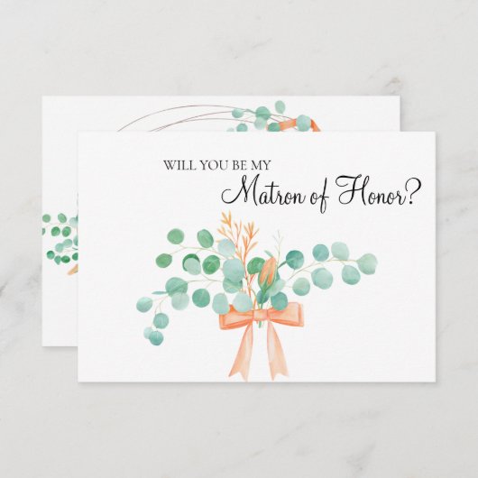Carte Serez-vous mon chef d'honneur Eucalyptus Peach (Devant / Derrière)