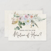 Carte Serez-vous mon chef d'honneur Pastel Boho Neutral (Devant / Derrière)