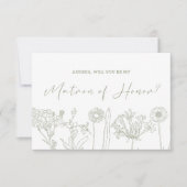 Carte Serez-vous mon chef d'honneur Sage Boho Flowers (Devant)
