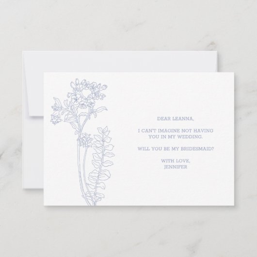 Carte Serez-Vous Mon Femme D'Accueil Fleurs Périwinkle B (Dos)