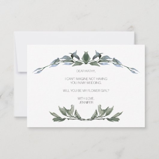 Carte Serez-Vous Mon Flower Sage Silver Green (Dos)