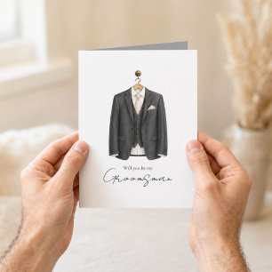 Carte Serez-vous mon garçon d'honneur en costume élégant