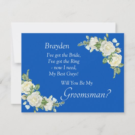 Carte Serez-Vous Mon Groomsman ? Bleu et blanc Cobalt (Devant)