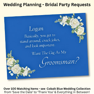 Carte Serez-Vous Mon Groomsman ? Bleu et rose blanche Co