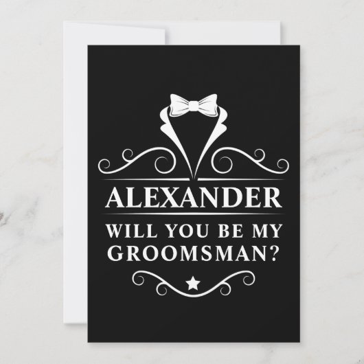 Carte Serez-Vous Mon Groomsman Tuxedo Cravate Noir (Devant)