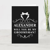 Carte Serez-Vous Mon Groomsman Tuxedo Cravate Noir Plié (Devant)