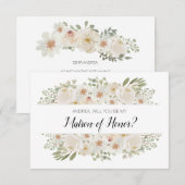 Carte Serez-vous mon maître d'honneur blanc floral Elega (Devant / Derrière)