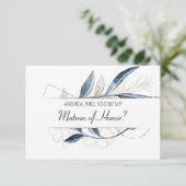 Carte Serez-vous mon maître d'honneur Blue Gold Modern (Debout devant)