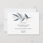 Carte Serez-vous mon maître d'honneur Blue Gold Modern (Dos)