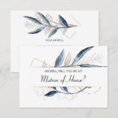 Carte Serez-vous mon maître d'honneur Blue Gold Modern (Devant / Derrière)